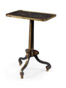 A Regency black lacquer and chinoiserie decorated tripod table