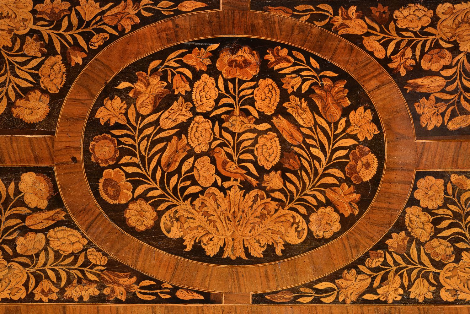 A William & Mary walnut, ebonised and marquetry decorated chest on stand, circa 1690 - Image 5 of 5