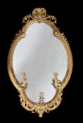 A pair giltwood and composition girandole wall mirrors