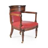 ϒ A Regency mahogany and ebony armchair