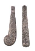 A Victorian silver pistol grip parasol handle by Deakin & Francis, Birmingham 1888, ...