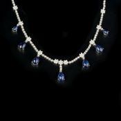 A sapphire and diamond necklace