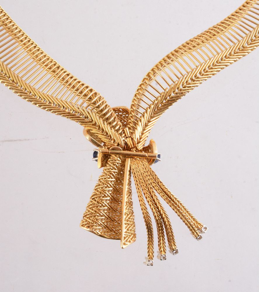 Ω A 1960s gold coloured sapphire and diamond necklace - Image 2 of 2