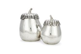 A graduated pair of Italian silver coloured novelty boxes by l.M.A. di Guerci & C.