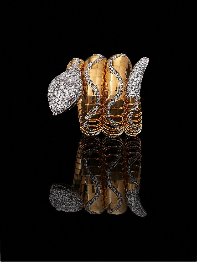A diamond ‘Serpenti’ bangle watch by Carlo Illario e Fratelli for Fasano - Image 2 of 6