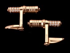 A pair of gold coloured RZ8 MK II Ziletto cufflinks by Roland Iten