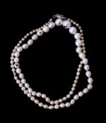 A pearl and cultured pearl necklace