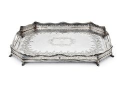A silver canted-rectangular tray by The Goldsmiths & Silversmiths Co. Ltd