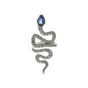 A sapphire and diamond serpent dress ring