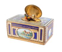 A gilt metal and enamel singing bird musical box