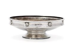 An Arts and Crafts hammered silver footed bowl by Albert Edward Jones