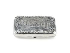 A Russian silver and niello rounded rectangular cigarette case by Alexander Yegarov (1868-1897)