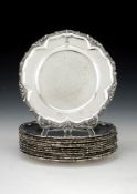 [Royal House of Hannover interest] A set of twelve German silver dinner plates from the Hardenberg s