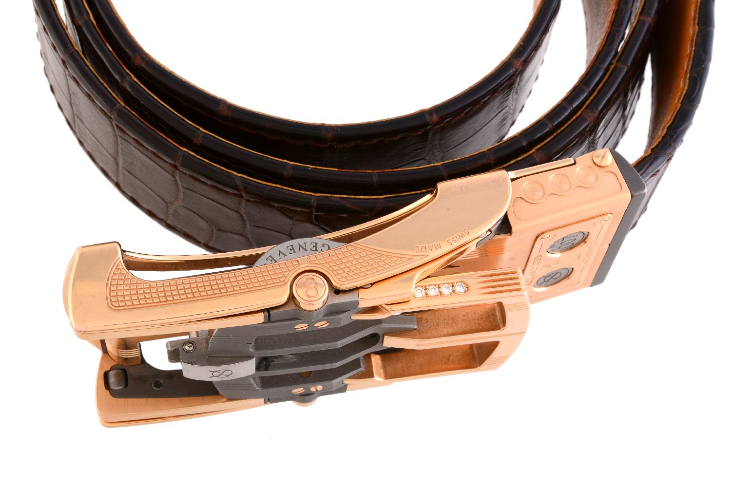 ϒ Roland Iten, Calibre R8 Mk II, a gold coloured, steel, titanium and diamond belt buckle - Image 2 of 6