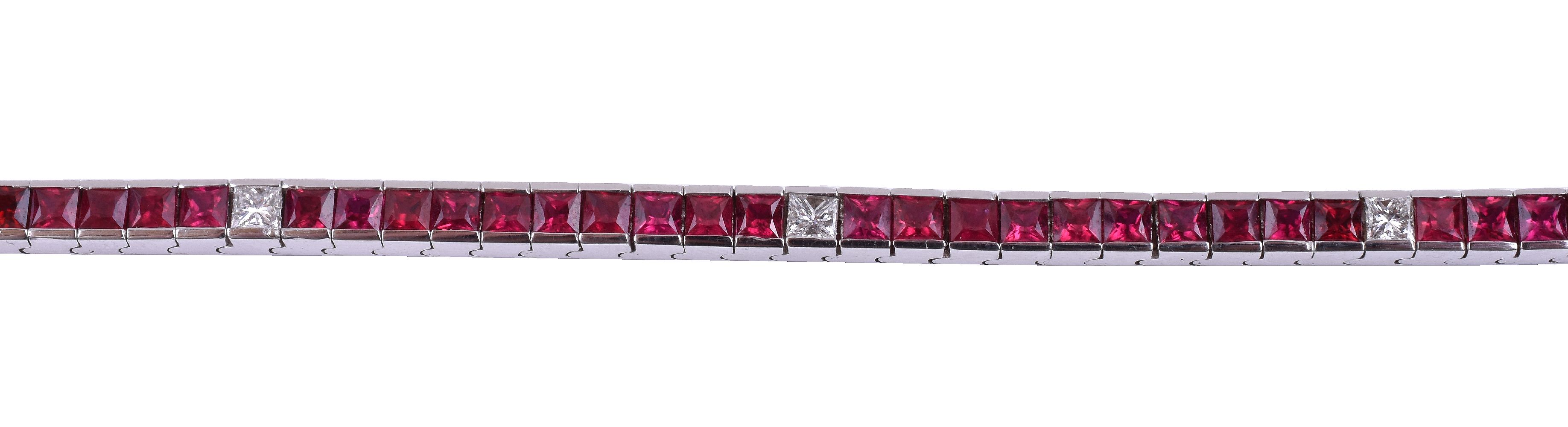A ruby and diamond line bracelet - Image 2 of 2