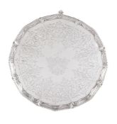 A George III silver shaped circular salver by John Crouch I & Thomas Hannam