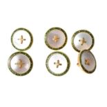 ϒ A set of six early 20th century enamel and mother of pearl buttons