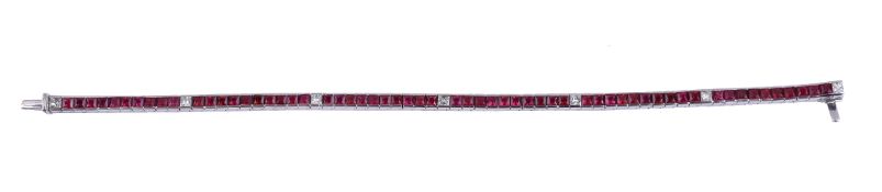A ruby and diamond line bracelet