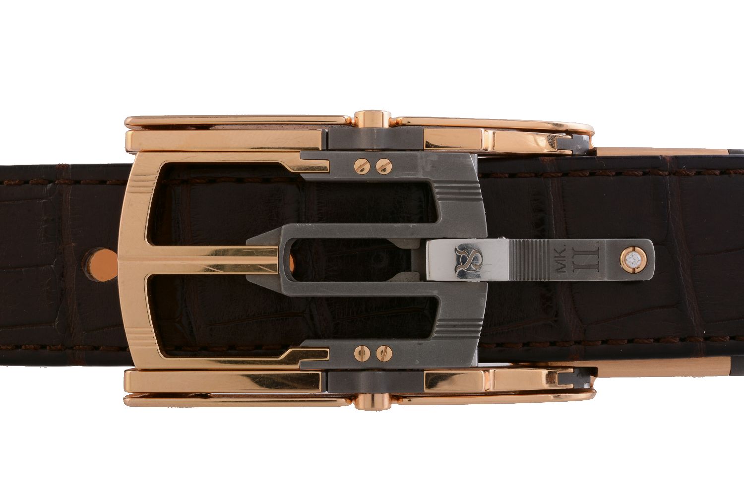 ϒ Roland Iten, Calibre R8 Mk II, a gold coloured, steel, titanium and diamond belt buckle - Image 4 of 6