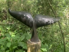 An African, probably Zimbabwean, carved springstone model of a whale tail