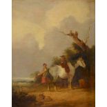 Circle of William Shayer Senior (British 1787-1879)Peasants with a horse;Peasant and his donkey on t