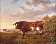 Charles Towne (British 1781-1854)Bull and other cattle in landscape