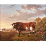 Charles Towne (British 1781-1854)Bull and other cattle in landscape