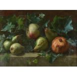 Arthur Potter (British fl. 1880)Still life of pears, an apple and pomegranate amongst ivy