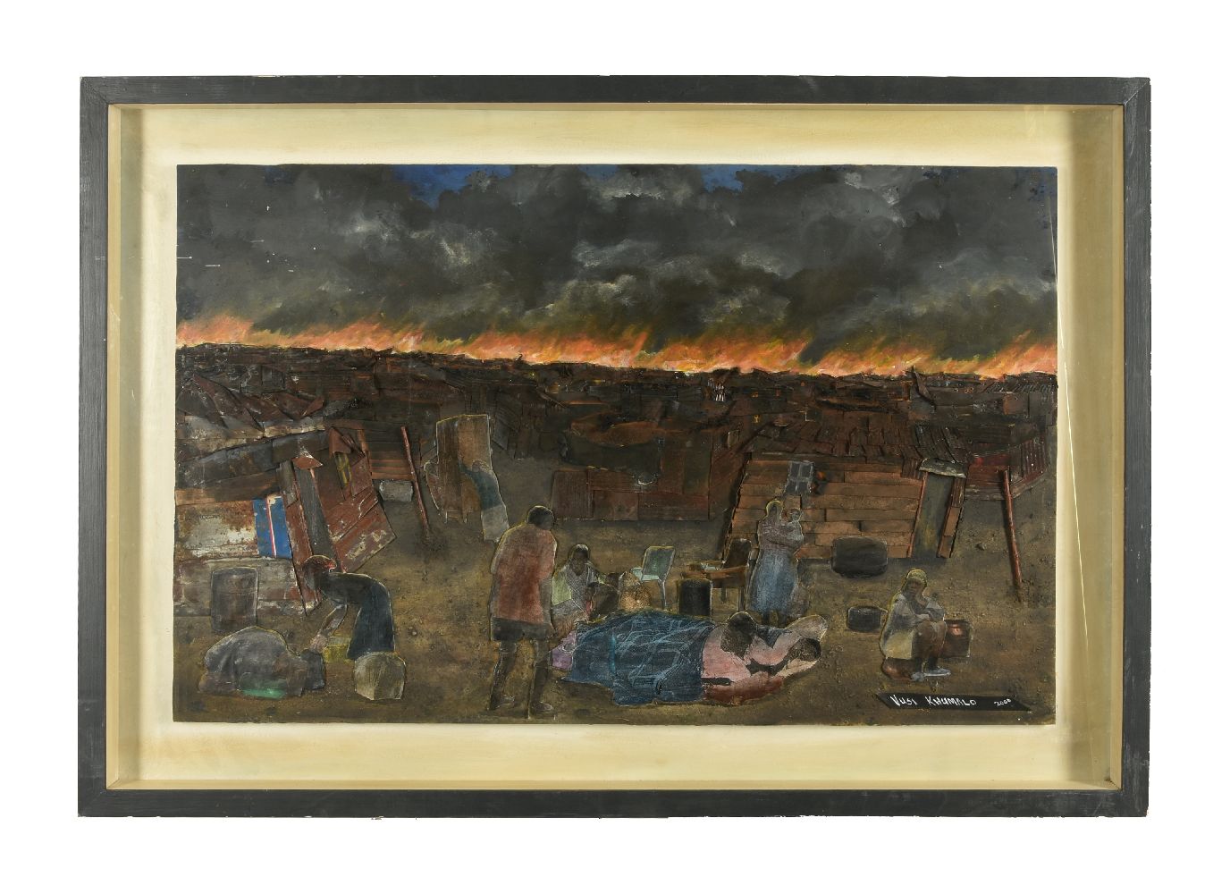 Vusi Khumalo (South African b.1951)Fire at Crossroad in Formal Settlement - Image 2 of 3