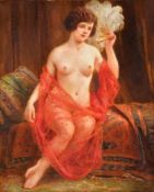 Abel Dominique Boye (French 1864-1934)Nude holding a fan