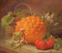 Eloise Harriet Stannard (British b. circa 1829-1915)Still life of pineapple and tomatoes