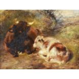 William Huggins (British 1824-1910)Recumbent cow and calf