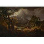 Thomas Sautelle Roberts (Irish c.1760-1826)A stormy river landscape, with herdsmen