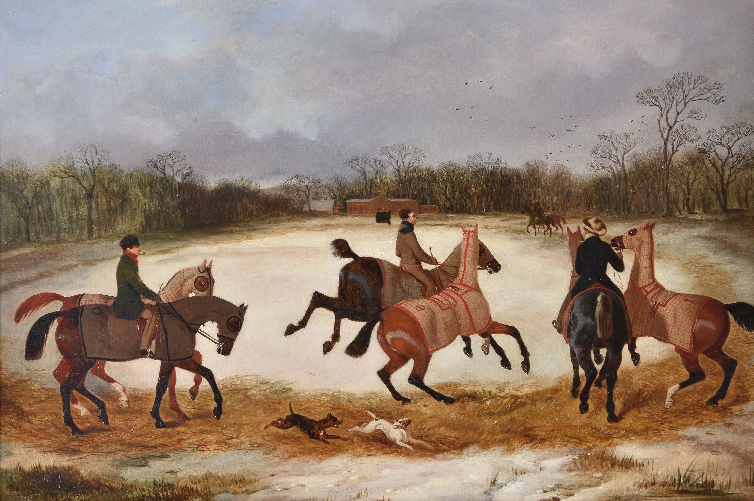 David Dalby of York (British 1780-1849)Grooms Exercising Horses in Winter