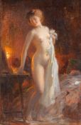 E*** Baeder (19th century)Nude undressing in candlelight