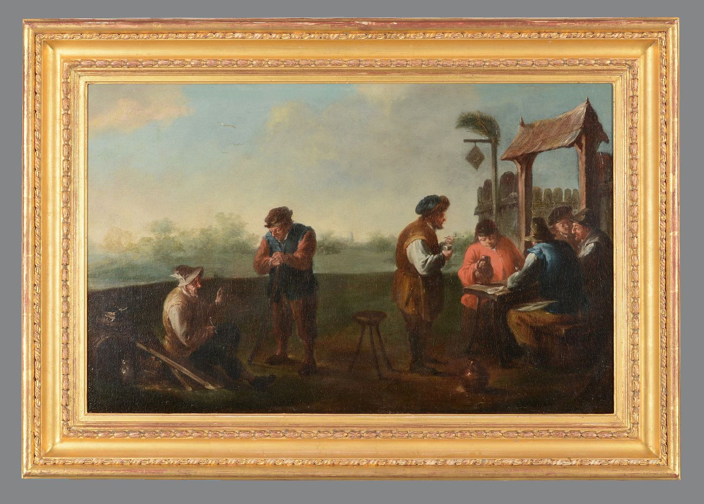 Follower of David Teniers the Younger (Flemish 1610-1690)Merrymaking outside a tavern - Image 2 of 3