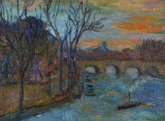 λ Paul Hannaux (French b. 1954)A view of Paris with Notre Dame in the distance
