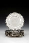 [Royal House of Hannover interest] A matched set of twelve German silver dinner plates