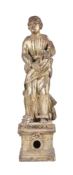 An Italian carved silvered wood figural Reliquary representing San Taddeo