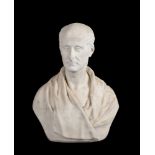 An English sculpted white marble bust of a gentleman