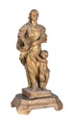 A Continental, probably Italian, carved giltwood figural group of a mother and child, 18th century