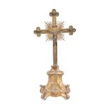 A gilt metal mounted altar Crucifix, late 19th century