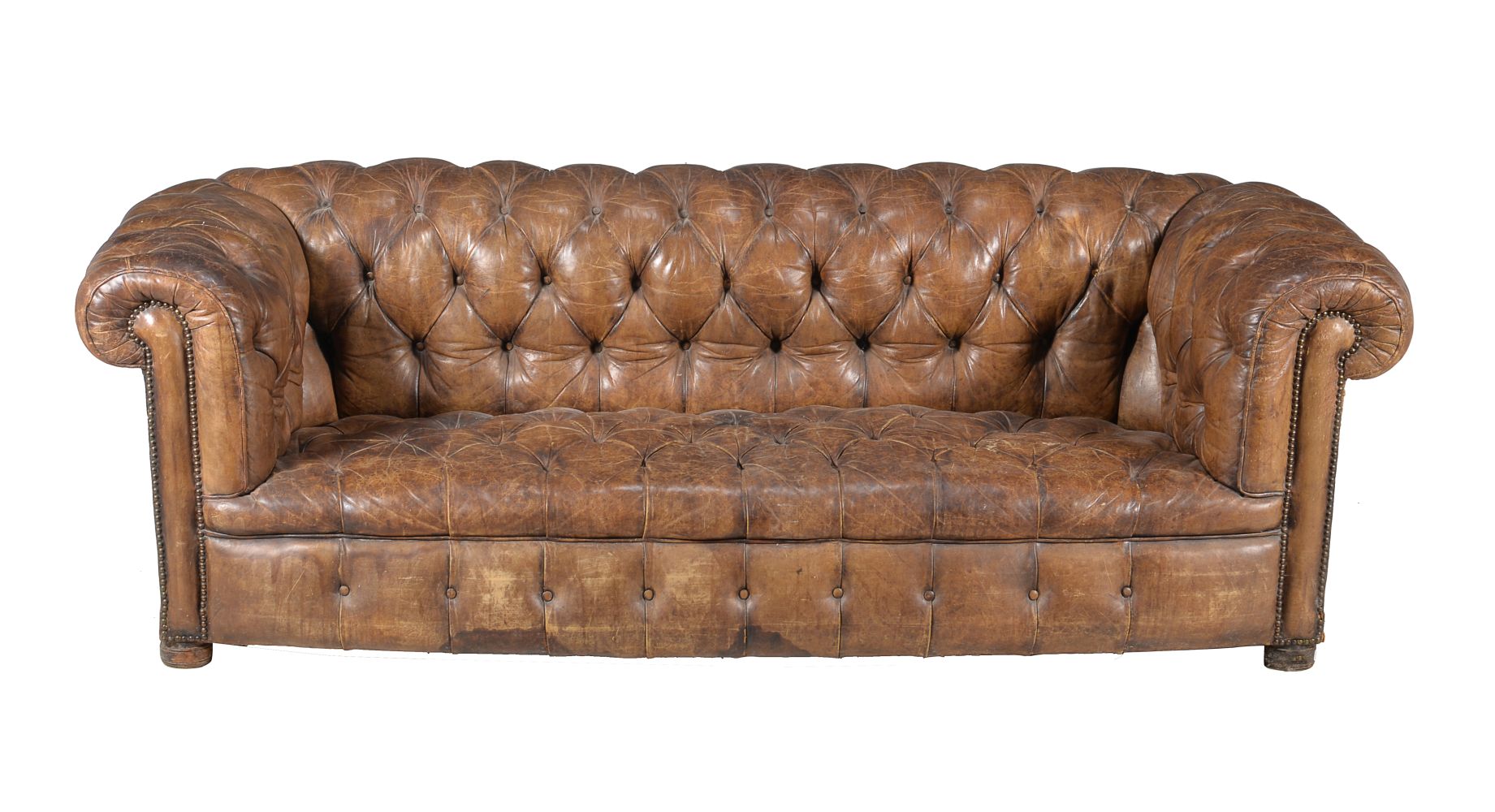 A leather upholstered sofa