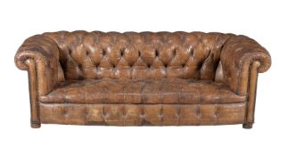 A leather upholstered sofa