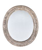 An oval silvered wood wall mirror, 19th century
