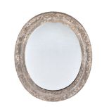 An oval silvered wood wall mirror, 19th century