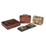 ϒ A Victorian mahogany and brass inlaid cutlery box