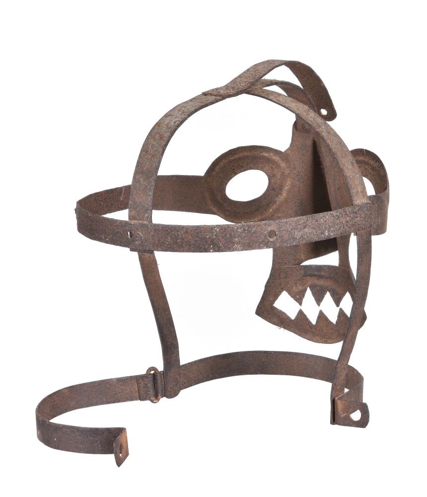 A wrought iron 'Scold's Bridle' or Gossiper's mask - Image 2 of 2