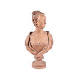 A Continental sculpted terracotta bust of a lady in 18th century style