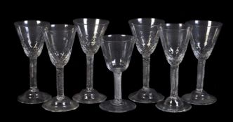 A set of six incised-twist stem wine glasses